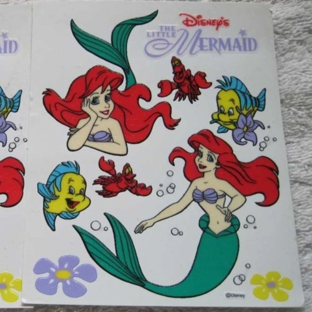 Disney's Little Mermaid 2 Sticker Sheets Ariel Flounder Sebastian Flowers Favors